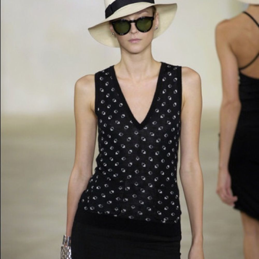 Ralph Lauren Spring *07 Black & Cream Cashmere Blend 3D Cube V-Neck Sweater Vest - Picture 14 of 17